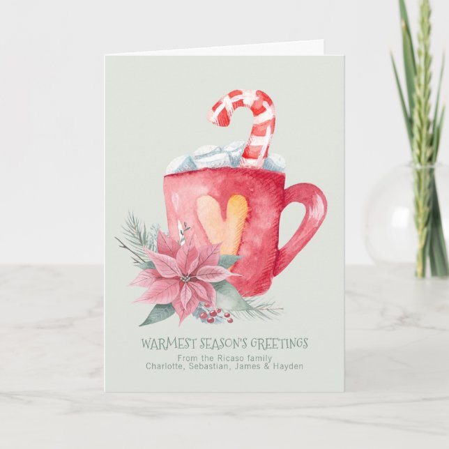 Personalised Seasons Greetings Hot Chocolate Holiday Card (Front)