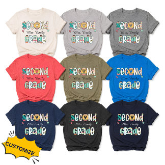 Personalised Second Grade Teacher Shirt