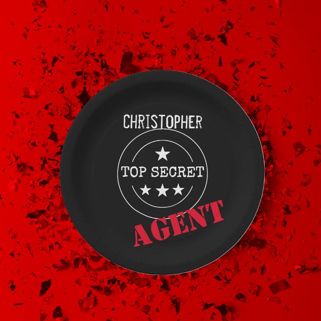 Personalised Secret Agent Kids Paper Plate (Creator Uploaded)