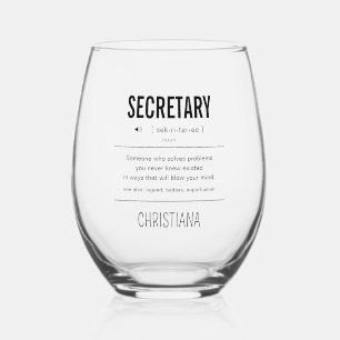 Personalised Secretary Funny Stemless Wine Glass