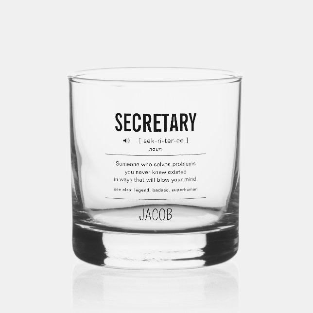 Personalised Secretary Funny Whiskey Glass (Front)