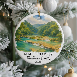 Personalised Semuc Champey Ceramic Ornament, Custo Tree Decoration