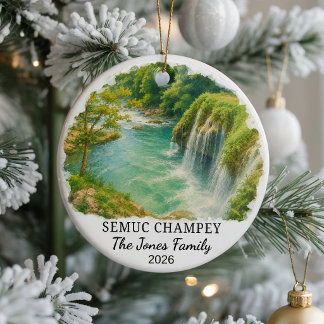 Personalised Semuc Champey Ceramic Ornament, Custo Tree Decoration