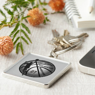 Personalised Senior Basketball Gift Ideas, 4 Text Key Ring