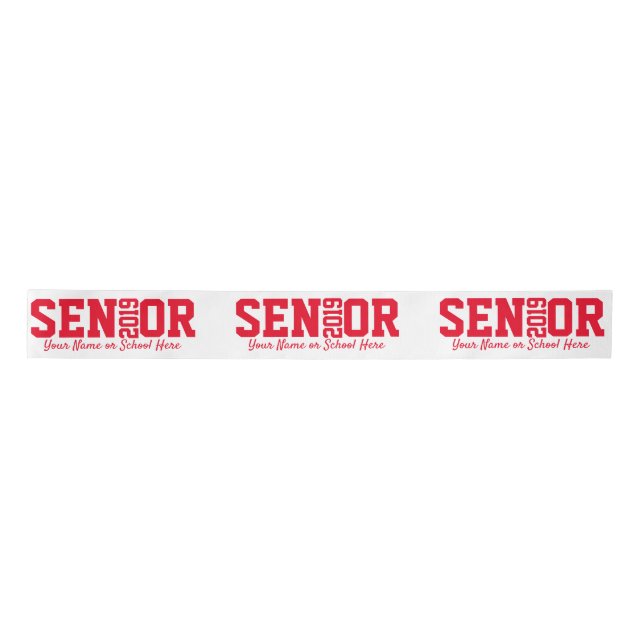 Personalised Senior Block Letter Class of 2019 Satin Ribbon (Front)