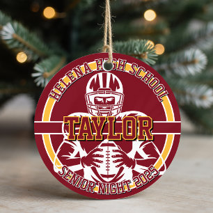 Personalised Senior Night Football High School Ceramic Tree Decoration