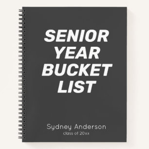 Personalised Senior Year Bucket List Black Grad Notebook