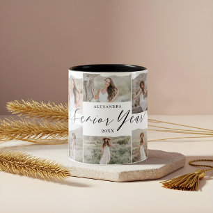 Personalised Senior Year Photo Collage Keepsake Two-Tone Coffee Mug