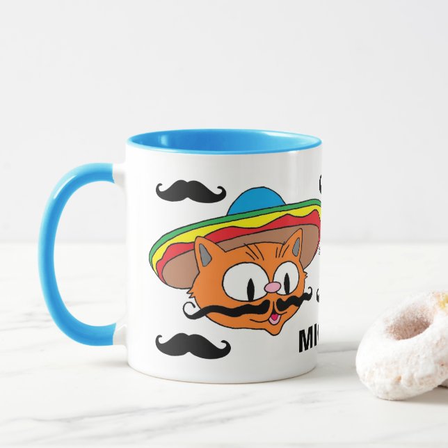 Personalised Senor Gato Handlebar Moustache Mug (With Donut)
