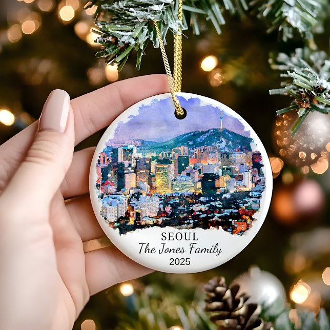 Personalised Seoul Ornament, South Korea Gift Ceramic Tree Decoration (Creator Uploaded)