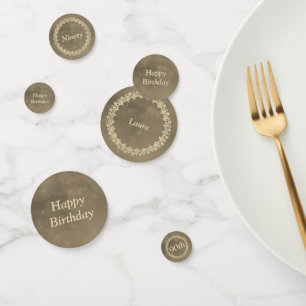 Personalised Sepia brown grey 90th birthday Confetti