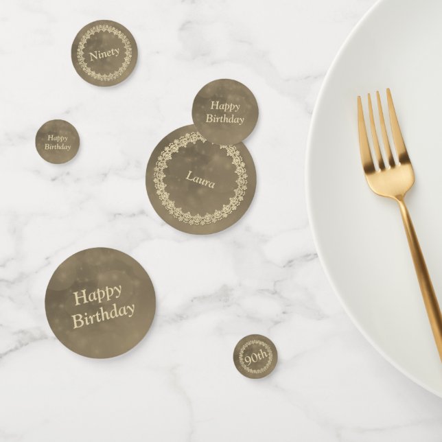 Personalised Sepia brown grey 90th birthday Confetti (Group)