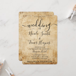 Personalised Sepia Vintage Paper Texture Wedding Invitation