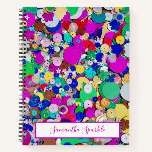 Personalised Sequin Spiral Notebook