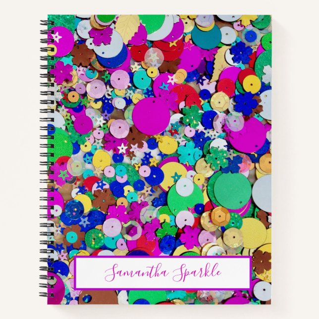 Personalised Sequin Spiral Notebook (Front)