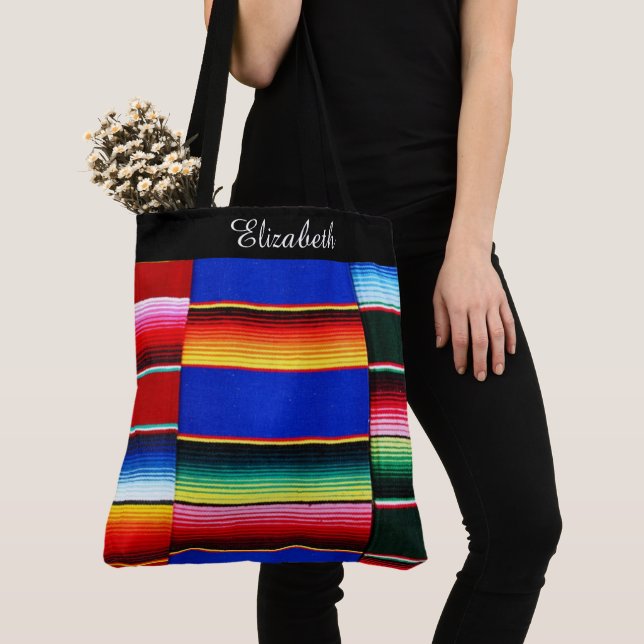 Personalised Serape stripe Tote Bag (Close Up)