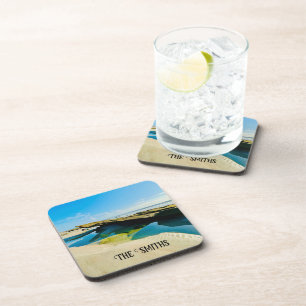 Personalised Serenity beach scene coasters