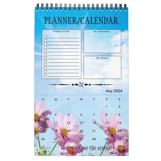 Personalised Serenity Prayer Recovery Gift Planner Calendar (May 2026)