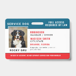Personalised Service Dog Badge ID Badge