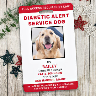 Personalised Service Dog Diabetic Alert Dog Photo ID Badge