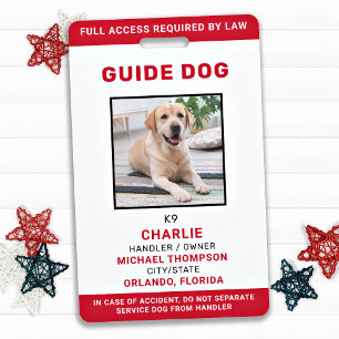 Personalised Service Dog Guide Dog Photo ID ID Badge