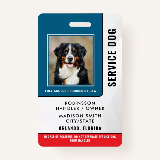 Personalised Service Dog ID Badge (Front)