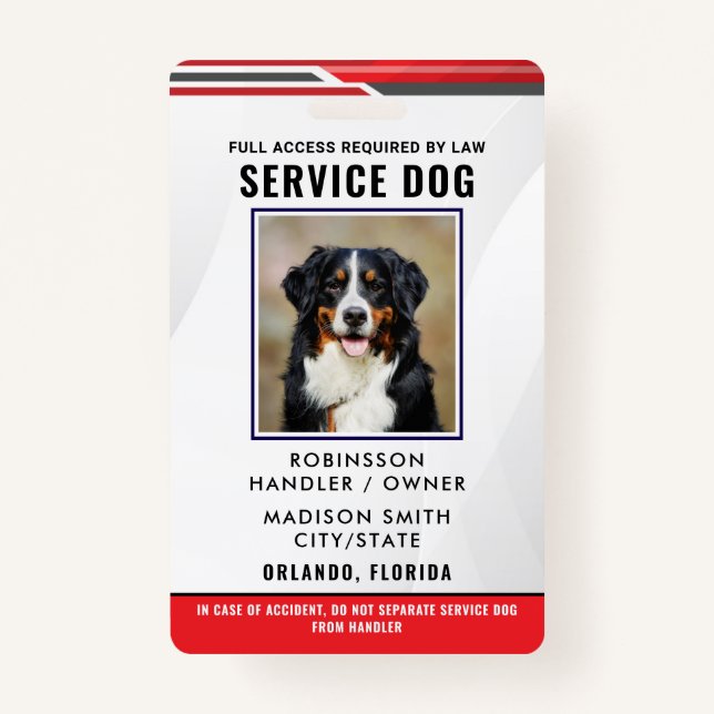 Personalised Service Dog ID Badge (Front)