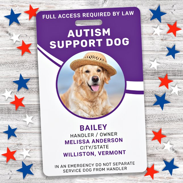 Personalised Service Dog ID Photo Autism Support Badge (Creator Uploaded)
