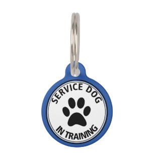 Personalised Service Dog In Training Blue Pet Tag