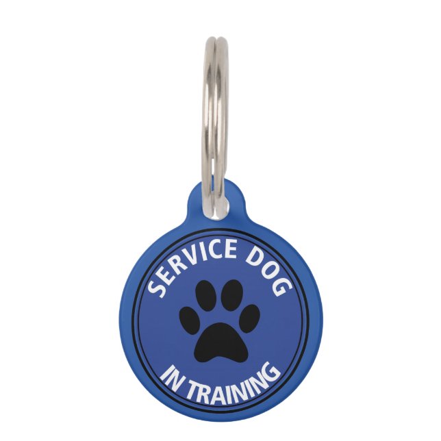 Personalised Service Dog In Training Blue Pet Tag (Front)