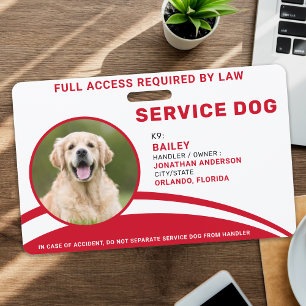 Personalised Service Dog Simple Modern Photo ID Badge