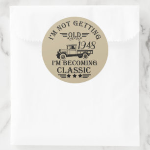 Personalised seventy five vintage 75th birthday classic round sticker