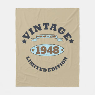Personalised seventy five vintage 75th birthday fleece blanket
