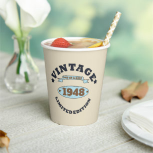 Personalised seventy five vintage 75th birthday paper cups