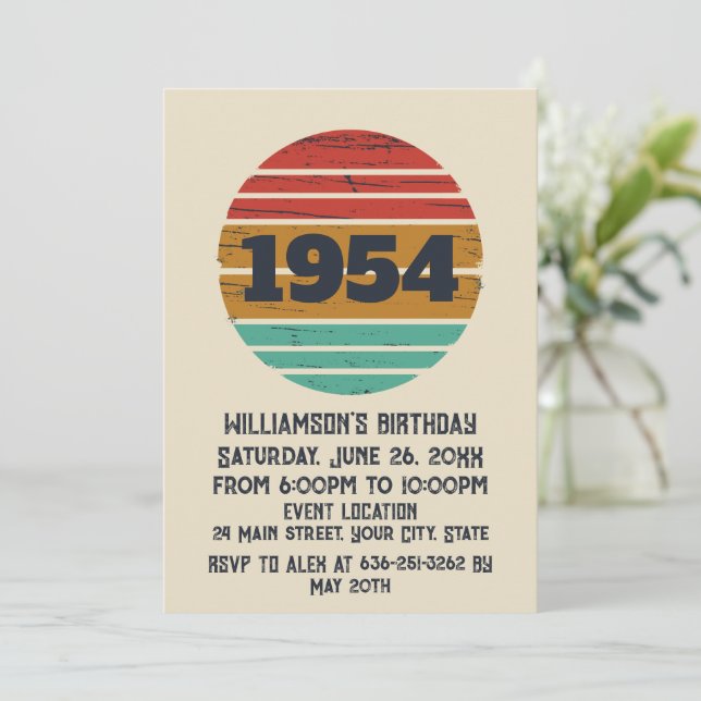 Personalised seventy vintage 70th birthda invitation (Standing Front)