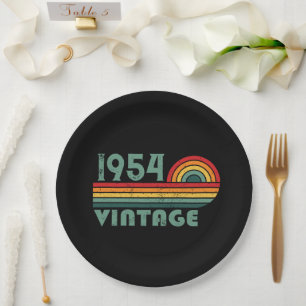 Personalised seventy vintage 70th birthday paper plate