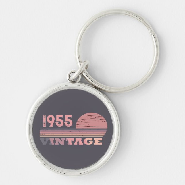 Personalised seventy vintage 70th birthday party key ring (Front)