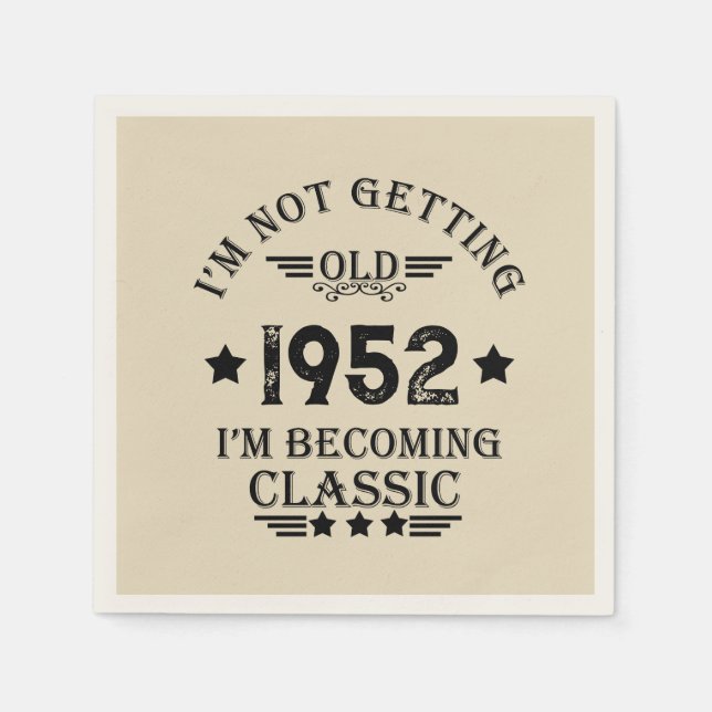 Personalised seventy vintage 70th birthday party napkin (Front)