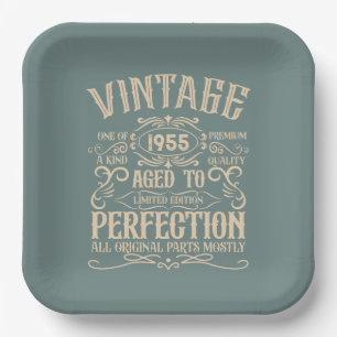 Personalised seventy vintage 70th birthday party paper plate