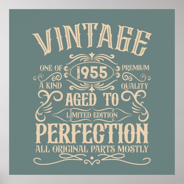 Personalised seventy vintage 70th birthday party poster (Front)