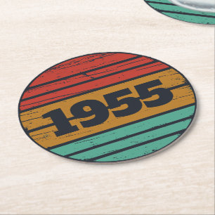 Personalised seventy vintage 70th birthday party round paper coaster