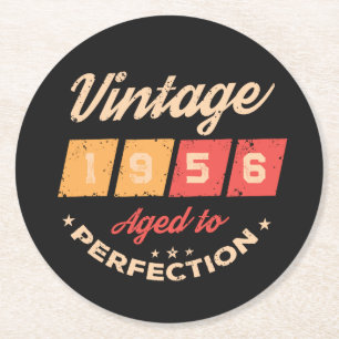 Personalised seventy vintage 70th birthday party round paper coaster