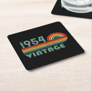 Personalised seventy vintage 70th birthday square paper coaster