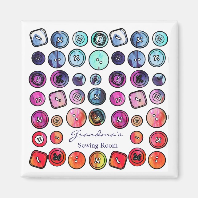 Personalised Sewing Buttons Magnet (Front)