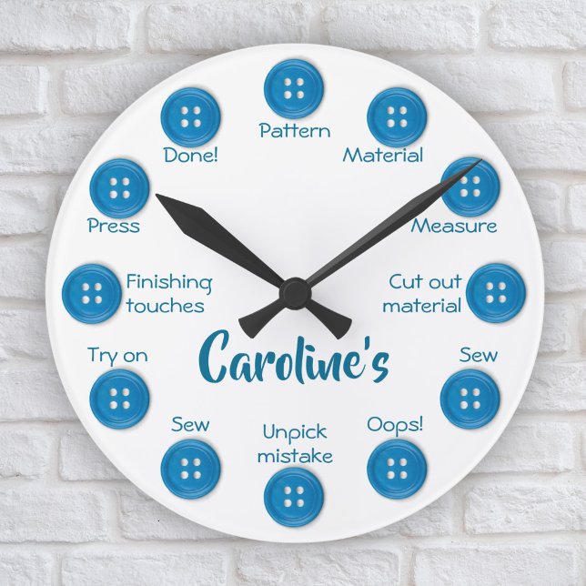 Personalised sewing gift for seamstress funny round clock (Creator Uploaded)