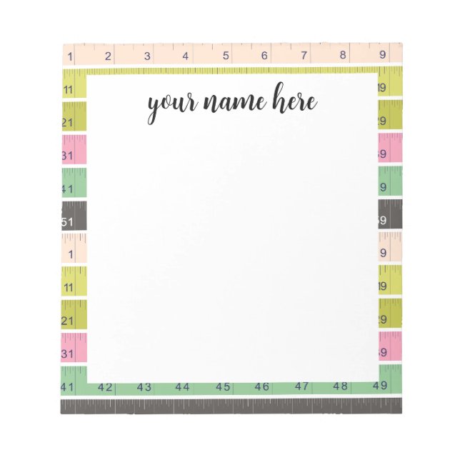 Personalised sewing measuring tape notepad (Front)