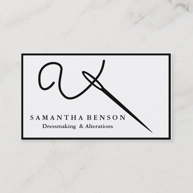Personalised Sewing Needle Thread Seamstress Business Card (Front)
