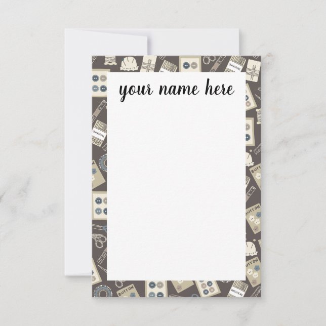 Personalised Sewing Supplies Notecards (Front)