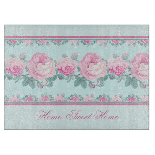 Personalised shabby chic glass cutting board (Front)