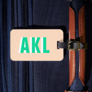 Personalised Shadow Monogram Green Beige Custom Luggage Tag